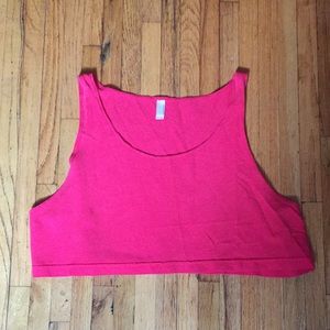 American Apparel Neon Pink/Red Loose Tank Crop Top
